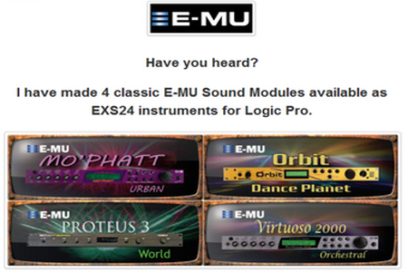 【音楽ニュース】E-muが名機4シンセ音源をLogic Pro EXS24フォーマットにて無償配布！